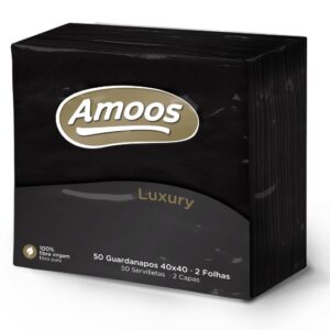 GUARDANAPO 40X40 2FH PRETO PP LUXURY 50un   AMooS