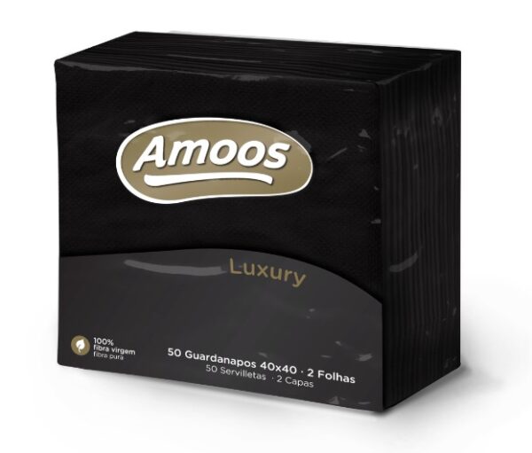 GUARDANAPO 40X40 2FH PRETO PP LUXURY 50un   AMooS