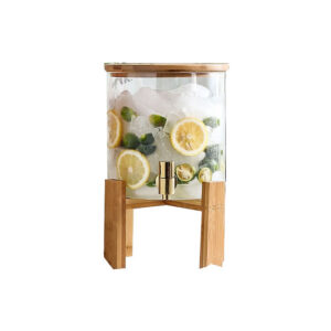 Dispensador de bebidas vidro e bambu